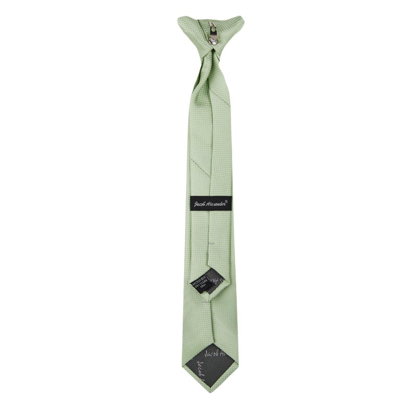 Jacob Alexander Boys' Woven Subtle Mini Squares 14-inch Clip-On Neck Tie - Sage Green - Image 3